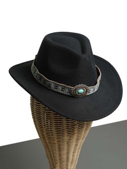 CHOKORE - Unisex Ethnic Tibetan Solid Black Cowboy Hat