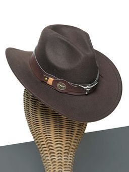 CHOKORE - Unisex Pinched Solid Brown Cowboy Hat