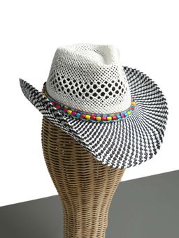 CHOKORE - Unisex Handcrafted Printed White Cowboy Hat