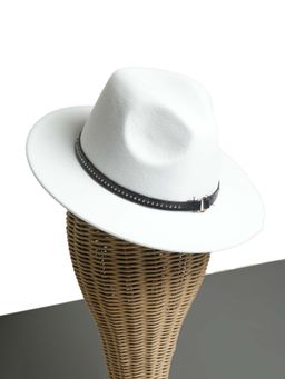 CHOKORE - Unisex Retro Solid White Fedora Hat