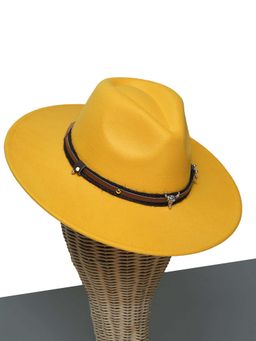 CHOKORE - Unisex Stylish Solid Yellow Fedora Hat