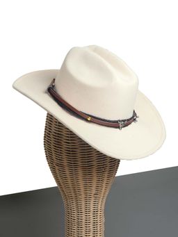 CHOKORE - Unisex Classic American Pinched Style Solid White Cowboy Hat