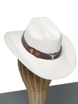 CHOKORE - Unisex Outdoor Pinched Style Solid White Cowboy Hat