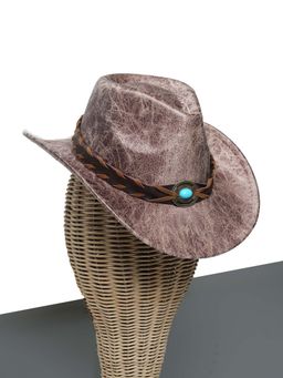 CHOKORE - Unisex Textured Western Style Printed Brown Cowboy Hat