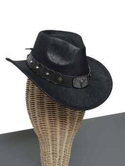 CHOKORE - Unisex Vintage Textured Solid Black Cowboy Hat