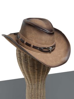 CHOKORE - Unisex Vintage Solid Brown Cowboy Hat