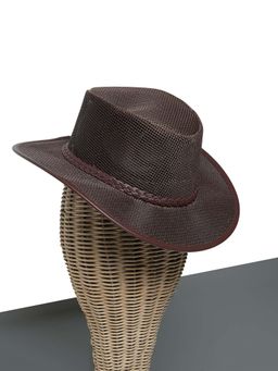 CHOKORE - Unisex Mesh Detailing Solid Brown Cowboy Hat