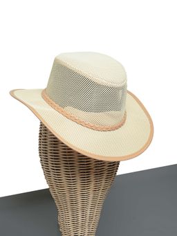CHOKORE - Unisex Mesh Detailing Self Design Beige Cowboy Hat
