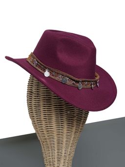 CHOKORE - Unisex Casual Solid Burgundy Cowboy Hat