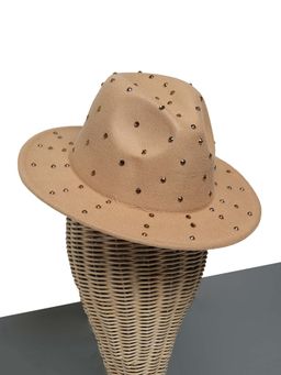 CHOKORE - Unisex Trendy Rhinestone Retro Embellished Sequined Beige Fedora Hat