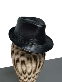CHOKORE - Unisex Simple & Versatile Leather Textured Black Fedora Hat