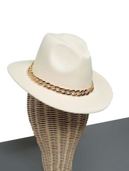 CHOKORE - Unisex Classic Solid Cream Fedora Hat