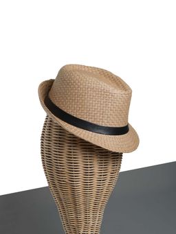 CHOKORE - Unisex Basket Weave Textured Beige Fedora Hat