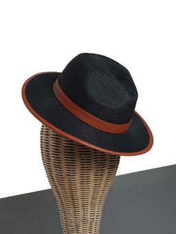 CHOKORE - Unisex Minimal Straw Solid Black Fedora Hat