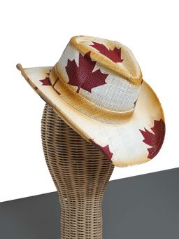 CHOKORE - Unisex Maple Leaf Handcrafted Printed Brown Cowboy Hat