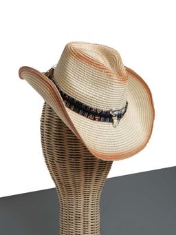 CHOKORE - Unisex Ombre Straw Textured Cream Cowboy Hat