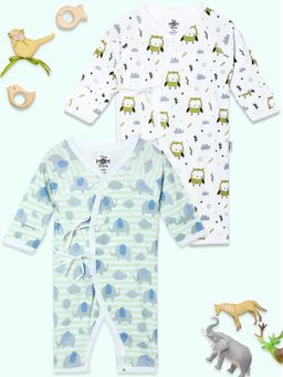The Mom Store - Jungle Elephant & Sleepless Owl Rompers (Pack Of 2)