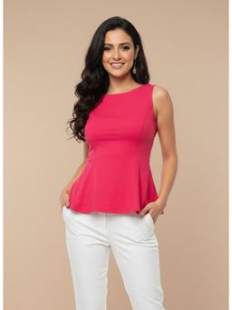 Twenty Dresses by Nykaa Fashion - Pink Peplum Top In Belentino Fabric