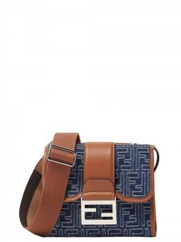 Fendi - Denim Baguette Double Mini Crossbody Bag