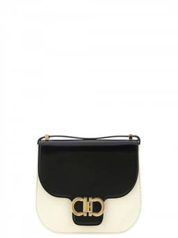 Ferragamo - BlackWhite Double Gancini XS Crossbody Bag