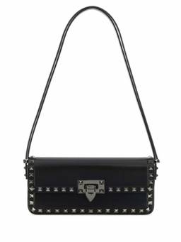 Valentino Garavani - Black Leather Rockstud Shoulder Bag