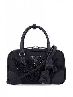 PRADA - Black Embroidered Detailing Mini Bag