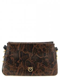 Pinko - Brown Love Birds Medium Crossbody Bag