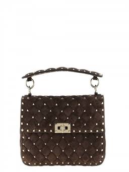 Valentino Garavani - Brown Rockstud Spike Small Shoulder Bag