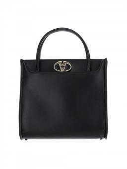 Valentino Garavani - Black Small VLOGO Locker Leather Satchel