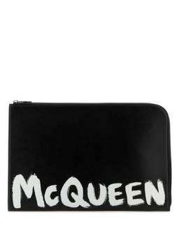 Alexander McQueen - Black Graffiti Logo Print Clutch