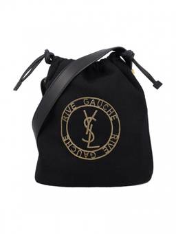Saint Laurent - Black Embroidered Logo Crossbody Tote
