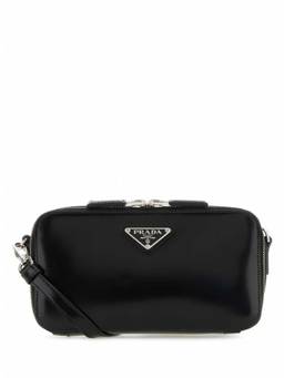 PRADA - Black Leather Brique Crossbody Bag
