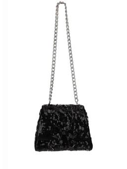 self-portrait - Black Mini Sequin Shoulder Bag
