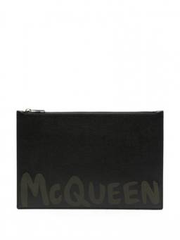 Alexander McQueen - Black Logo Print Clutch