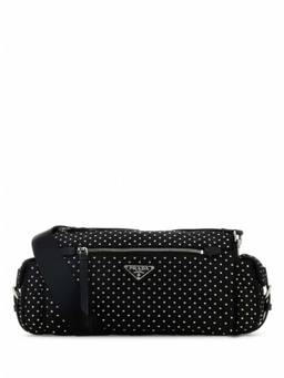 PRADA - Black Studded Re Nylon Crossbody Bag