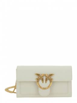 Pinko - White Love One Leather Crossbody Bag