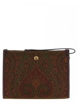 Etro - Brown Paisley Print Clutch