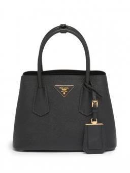 PRADA - Black Double Saffiano Leather Satchel