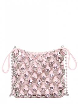 self-portrait - Pink Crystal Chainmail Mini Crossbody Bag