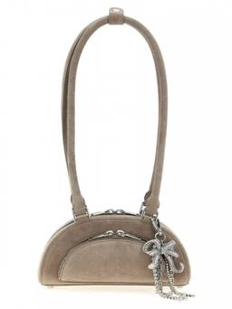 self-portrait - Grey Suede Mini Shoulder Bag