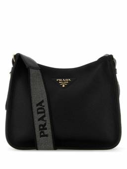 PRADA - Black Triangle Logo Crossbody Bag