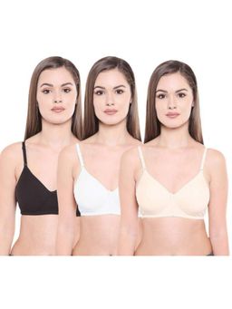 Bodycare - Pack of 3 Lightly Padded Bra In Black-Skin-White Colour