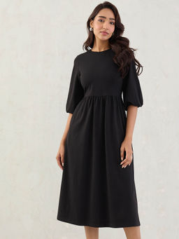 Femmella - Black Cotton Knitted Dress