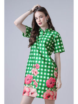 NEOFAA - Green The Graphic Edition Women Polo Mini Dress