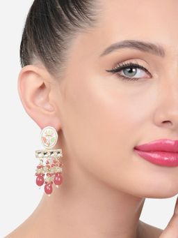 Zaveri Pearls - Multicolor Meenakari Cluster Beads Kundan Drop Earring-ZPFK15639