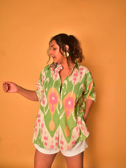 WHY SO BLUE - Lily Green Printed Shirt