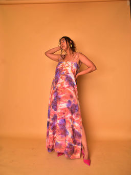 WHY SO BLUE - Sway Multi-Color Tie and Dye Strappy Dress