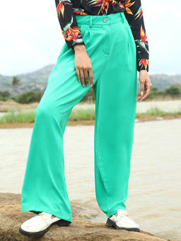 PINACOLADA - Womens Aqua Green Straight Fit Tailored Trousers