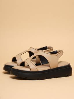 ERIDANI - Women Marlow Beige Platform Sandals with Elastic Slingback Strap