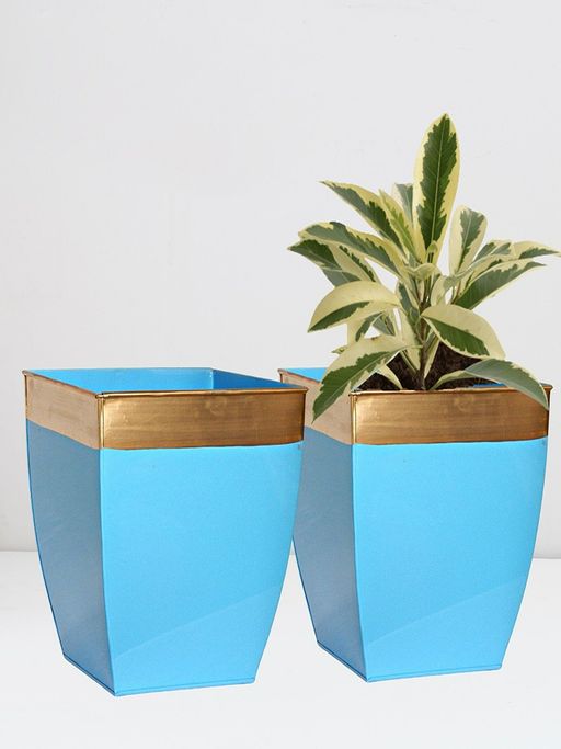 Ecofynd Midland 8Inches Blue Tapered Planter